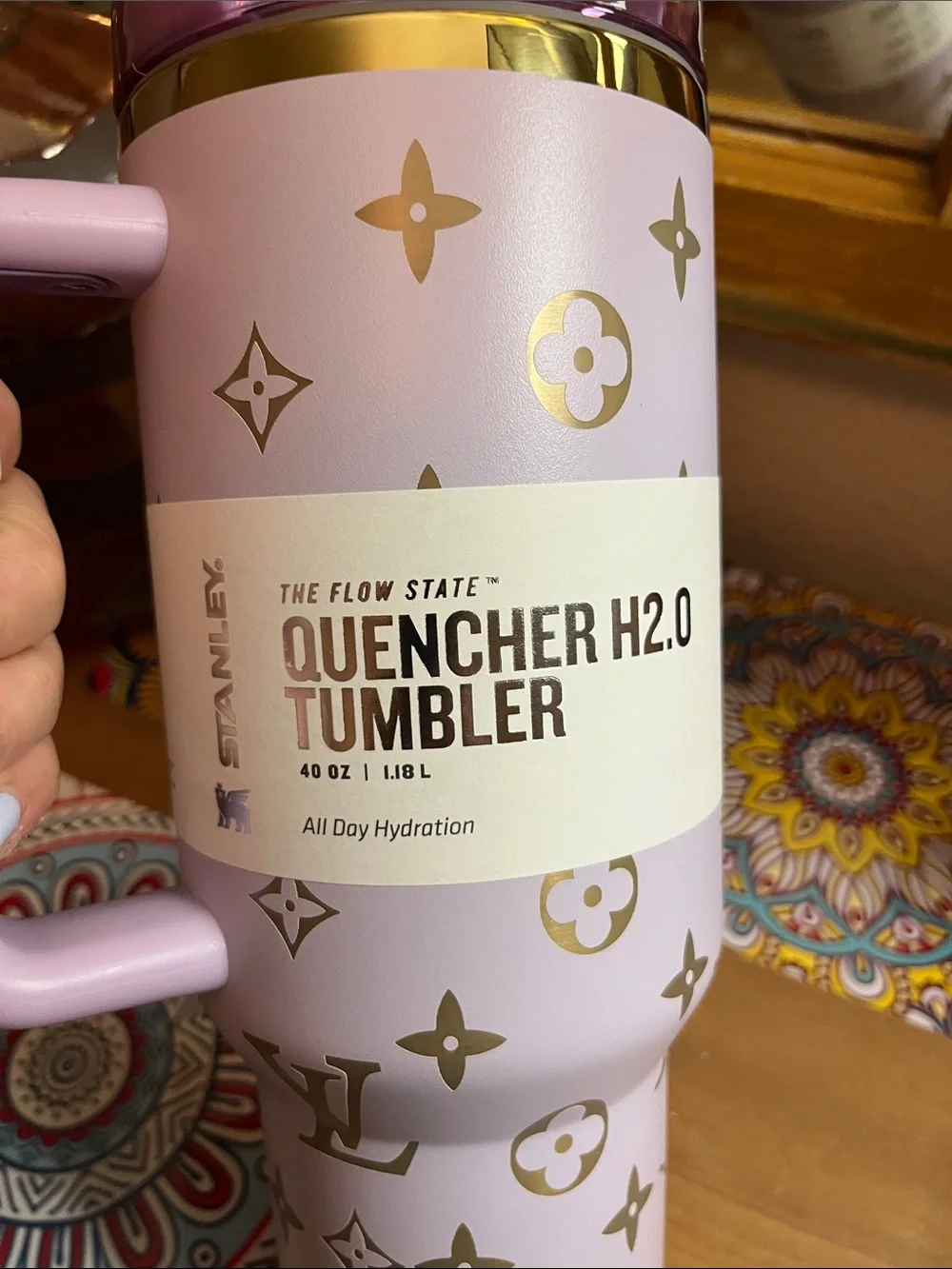 NIB Stanley Lavender Travel Tumbler with Gold LV Accents - Picture 2 of 5